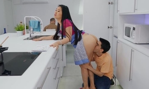 Asian hottie gets fucked apt behind her husband's give